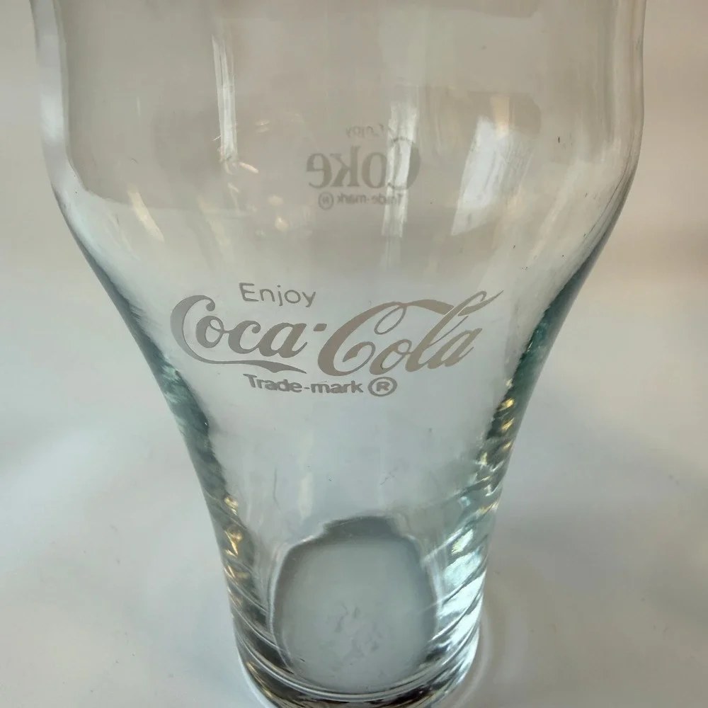 Coca-Cola Glass Set of 2 Enjoy Coke White Logo Flared Bell Tumblers 10oz